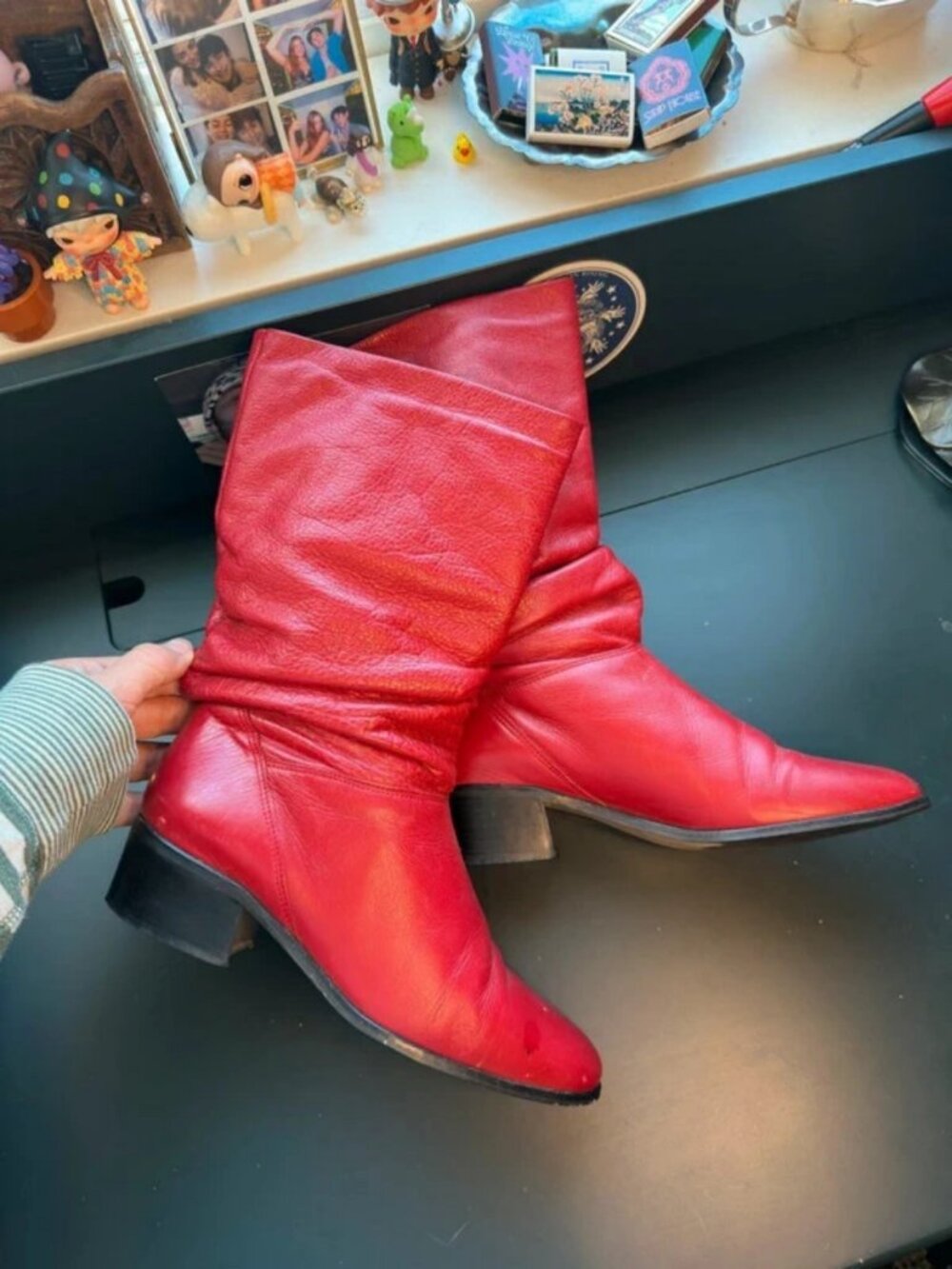 red leather boots size 8 - Picture 4 of 5